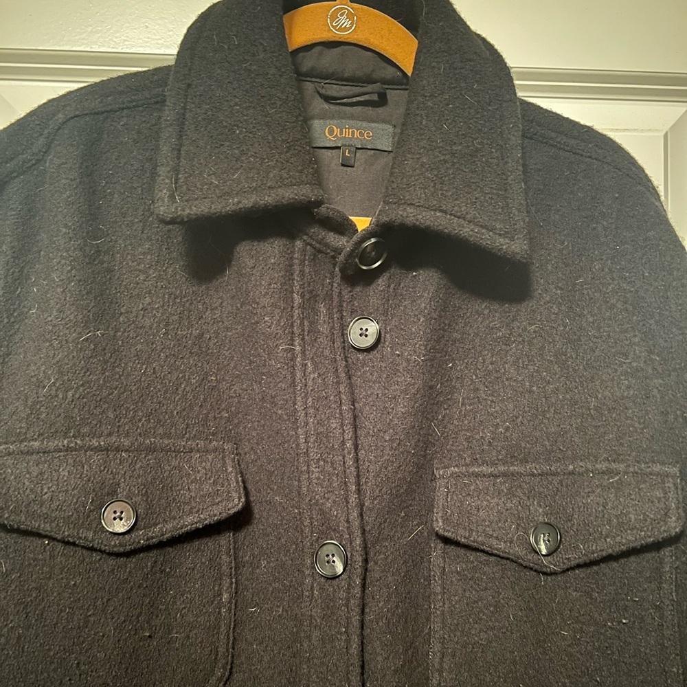 QUINCE black merino wool shirt jacket size L